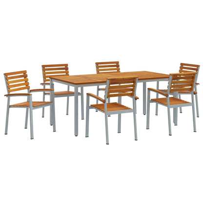 Set da Pranzo per Giardino 7 pcs Grigio