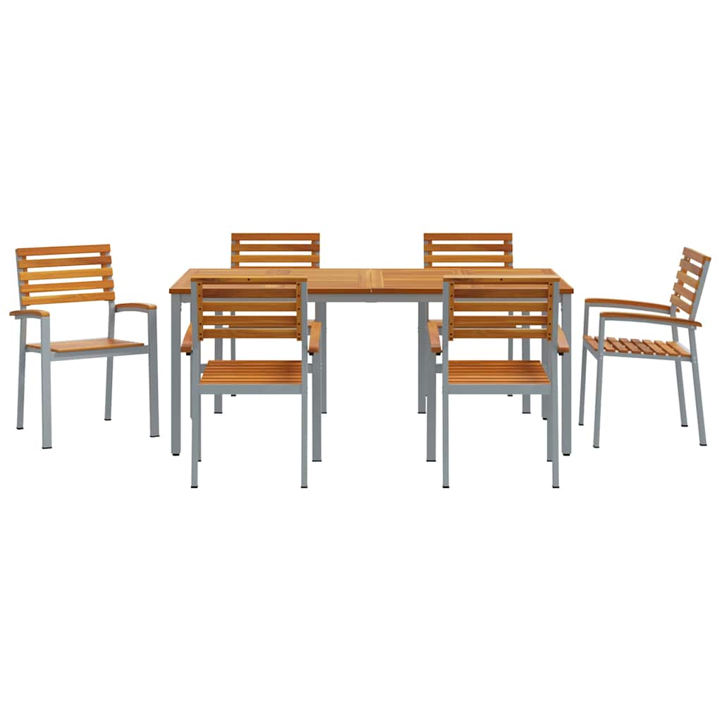 Set da Pranzo per Giardino 7 pcs Grigio