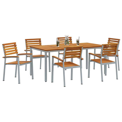Set da Pranzo per Giardino 7 pcs Grigio