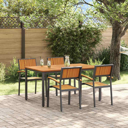 Set da Pranzo per Giardino 5 pcs Nero Legno di Acacia Massello