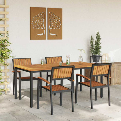 Set da Pranzo per Giardino 5 pcs Nero Legno di Acacia Massello