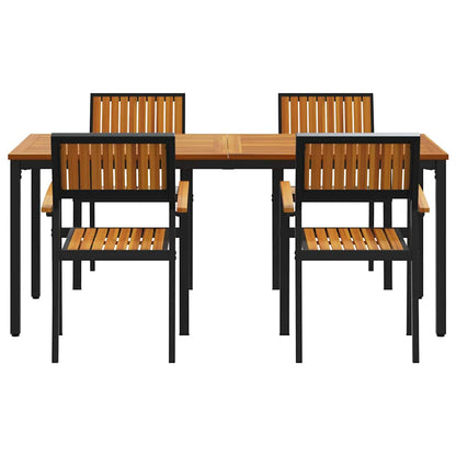 Set da Pranzo per Giardino 5 pcs Nero Legno di Acacia Massello