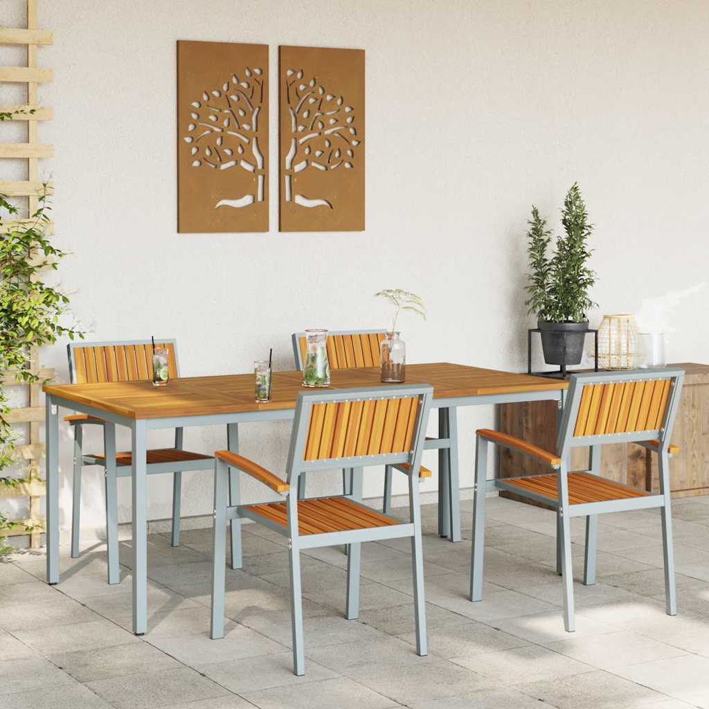 Set da Pranzo per Giardino 5 pcs Grigio