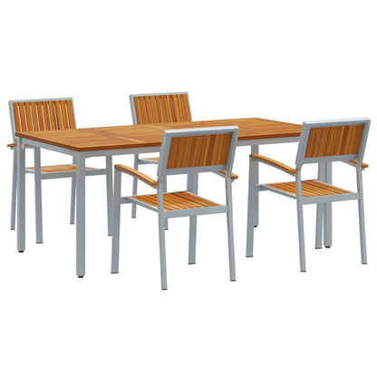 Set da Pranzo per Giardino 5 pcs Grigio