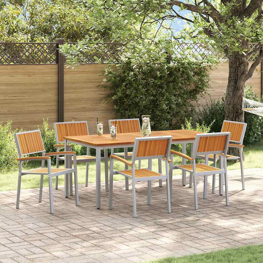 Set da Pranzo per Giardino 7 pcs Grigio