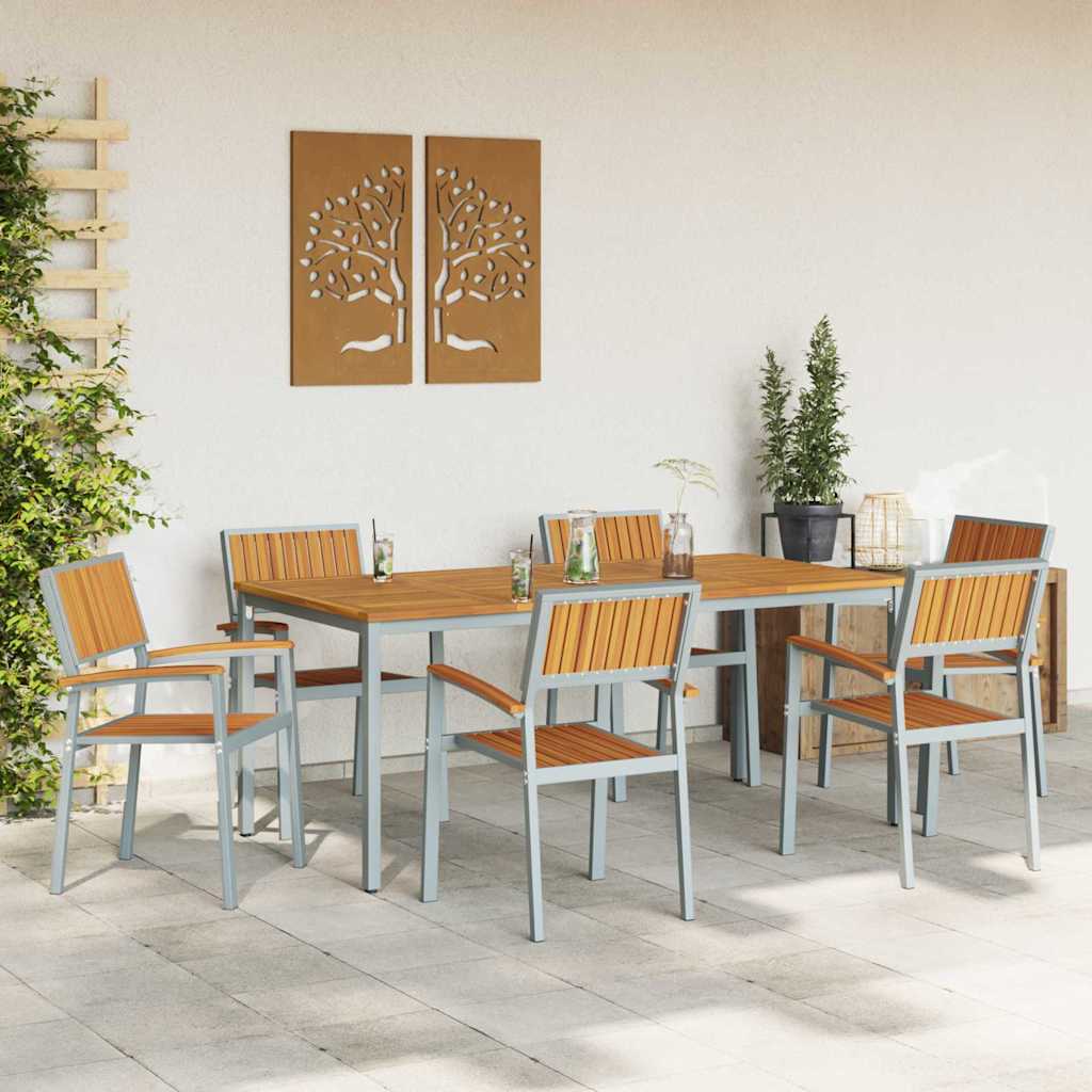 Set da Pranzo per Giardino 7 pcs Grigio