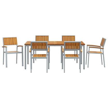 Set da Pranzo per Giardino 7 pcs Grigio