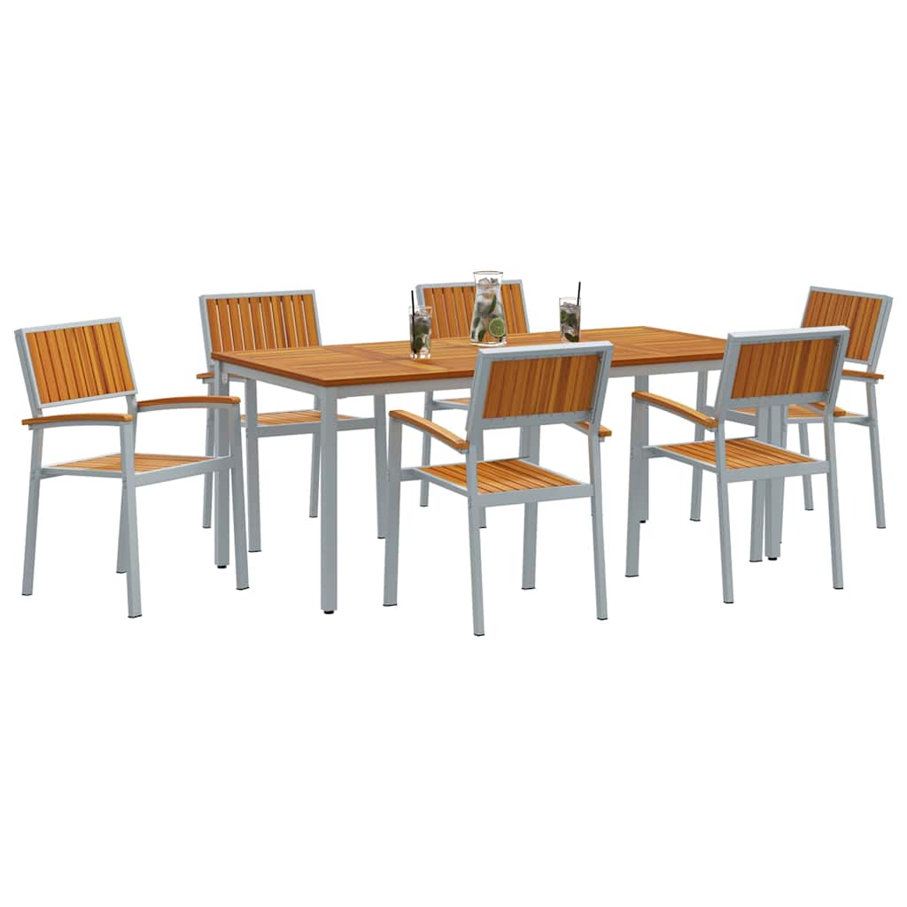 Set da Pranzo per Giardino 7 pcs Grigio