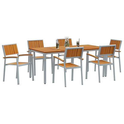 Set da Pranzo per Giardino 7 pcs Grigio
