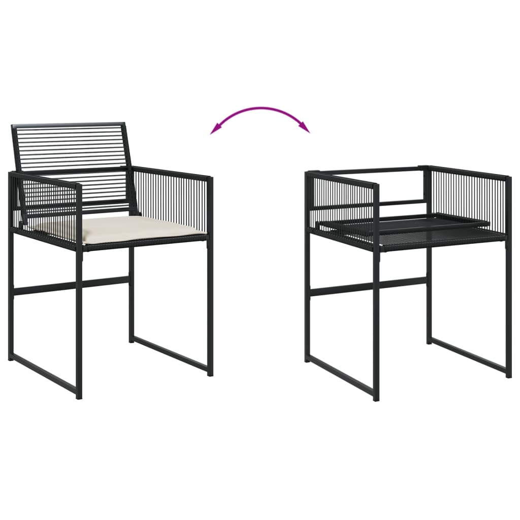 Set da Pranzo da Giardino 5 pz Nero con Cuscini in Polyrattan - homemem39