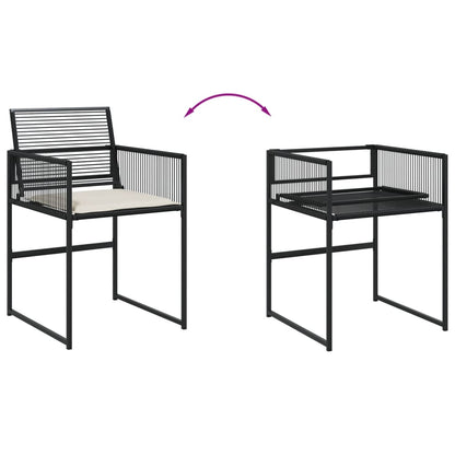 Set da Pranzo da Giardino 7 pz Nero con Cuscini in Polyrattan - homemem39