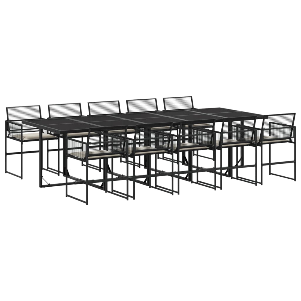 Set da Pranzo da Giardino 11 pz con Cuscini in Polyrattan Nero - homemem39