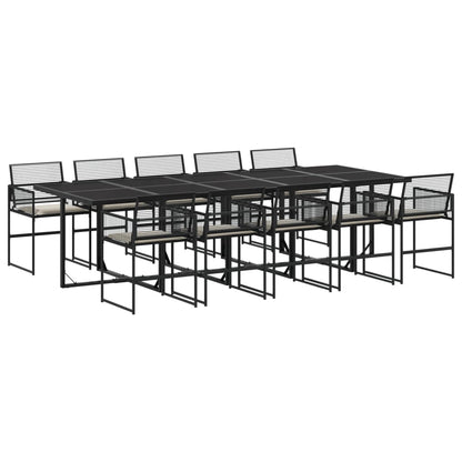 Set da Pranzo da Giardino 11 pz con Cuscini in Polyrattan Nero - homemem39