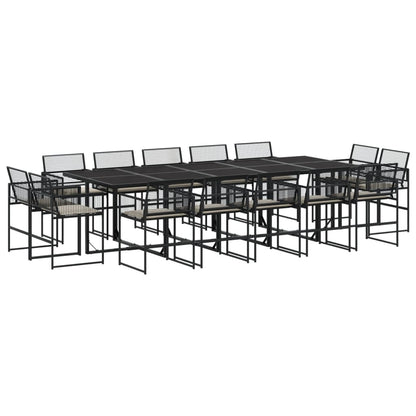 Set da Pranzo da Giardino 15 pz con Cuscini Nero in Polyrattan - homemem39