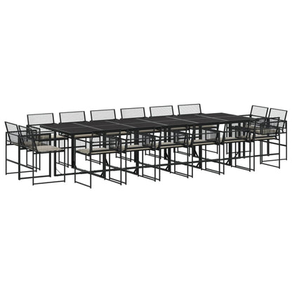 Set da Pranzo da Giardino 17 pz con Cuscini Nero in Polyrattan - homemem39