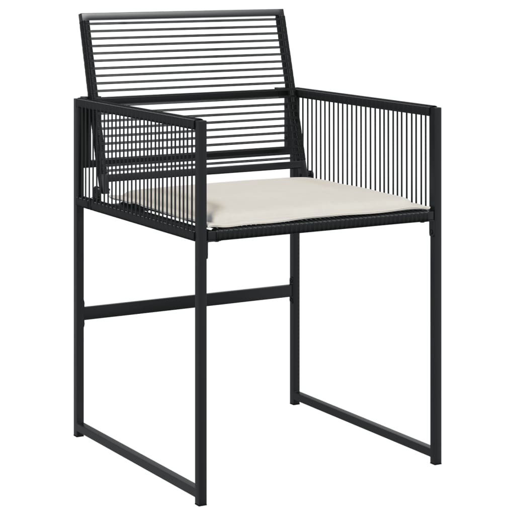 Set da Pranzo da Giardino 17 pz con Cuscini Nero in Polyrattan