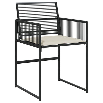 Set da Pranzo da Giardino 5 pz Nero con Cuscini in Polyrattan