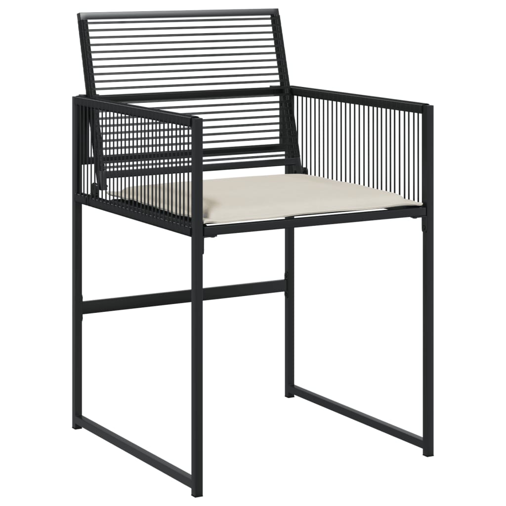 Set da Pranzo da Giardino 7 pz Nero con Cuscini in Polyrattan