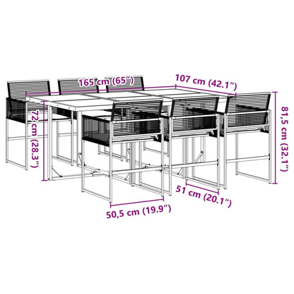 Set da Pranzo da Giardino 7 pz Nero con Cuscini in Polyrattan