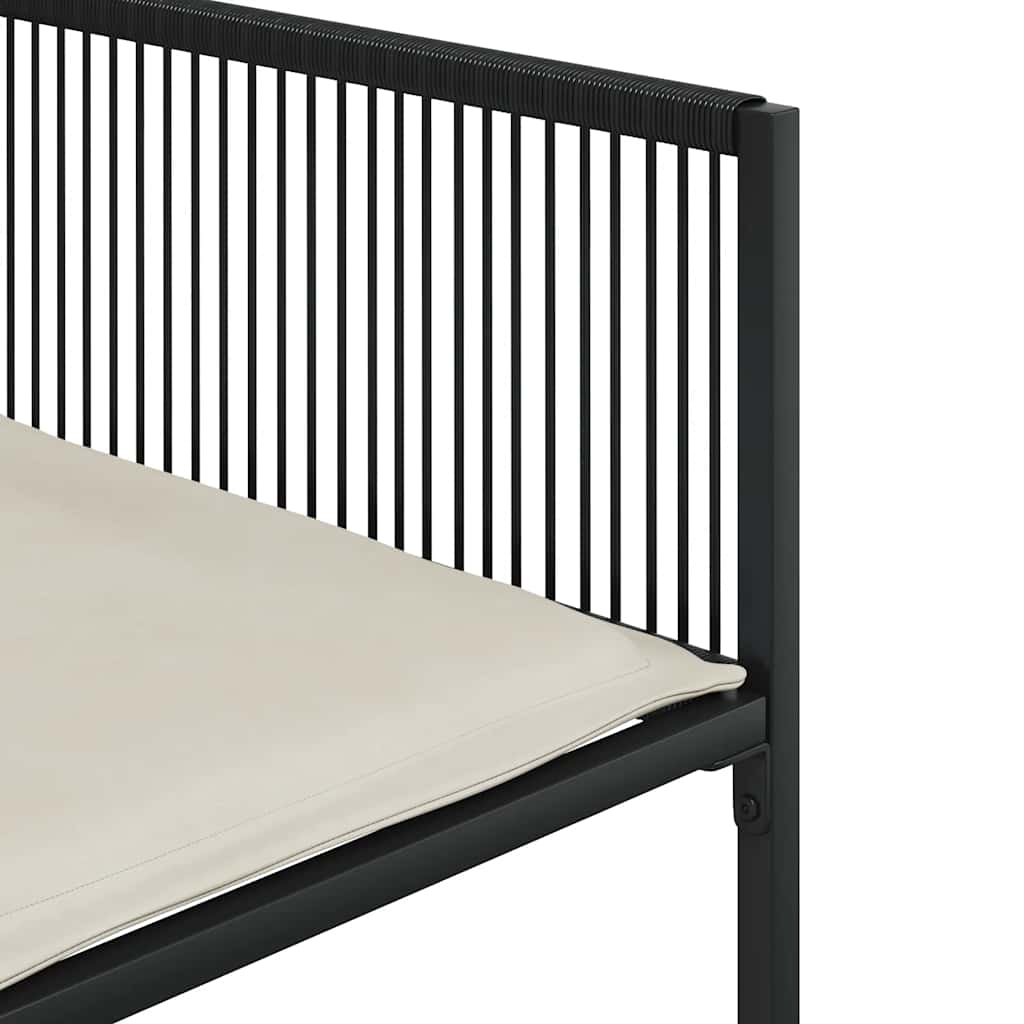Set da Pranzo da Giardino 9 pz con Cuscini Nero in Polyrattan