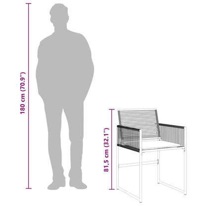 Set da Pranzo da Giardino 9 pz con Cuscini Nero in Polyrattan