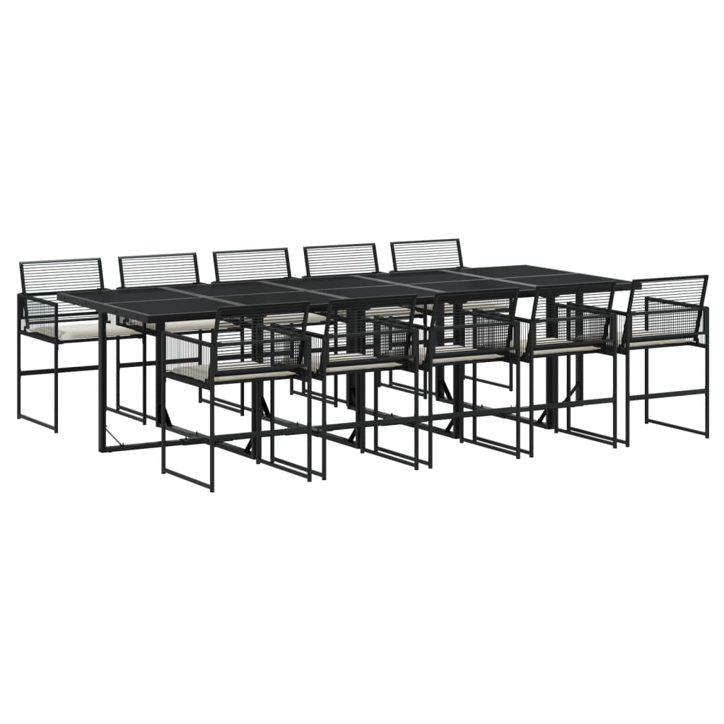 Set da Pranzo da Giardino 11 pz con Cuscini in Polyrattan Nero - homemem39