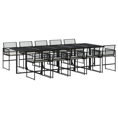 Set da Pranzo da Giardino 11 pz con Cuscini in Polyrattan Nero - homemem39