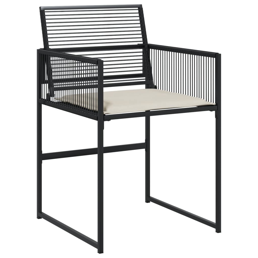 Set da Pranzo da Giardino 11 pz con Cuscini in Polyrattan Nero