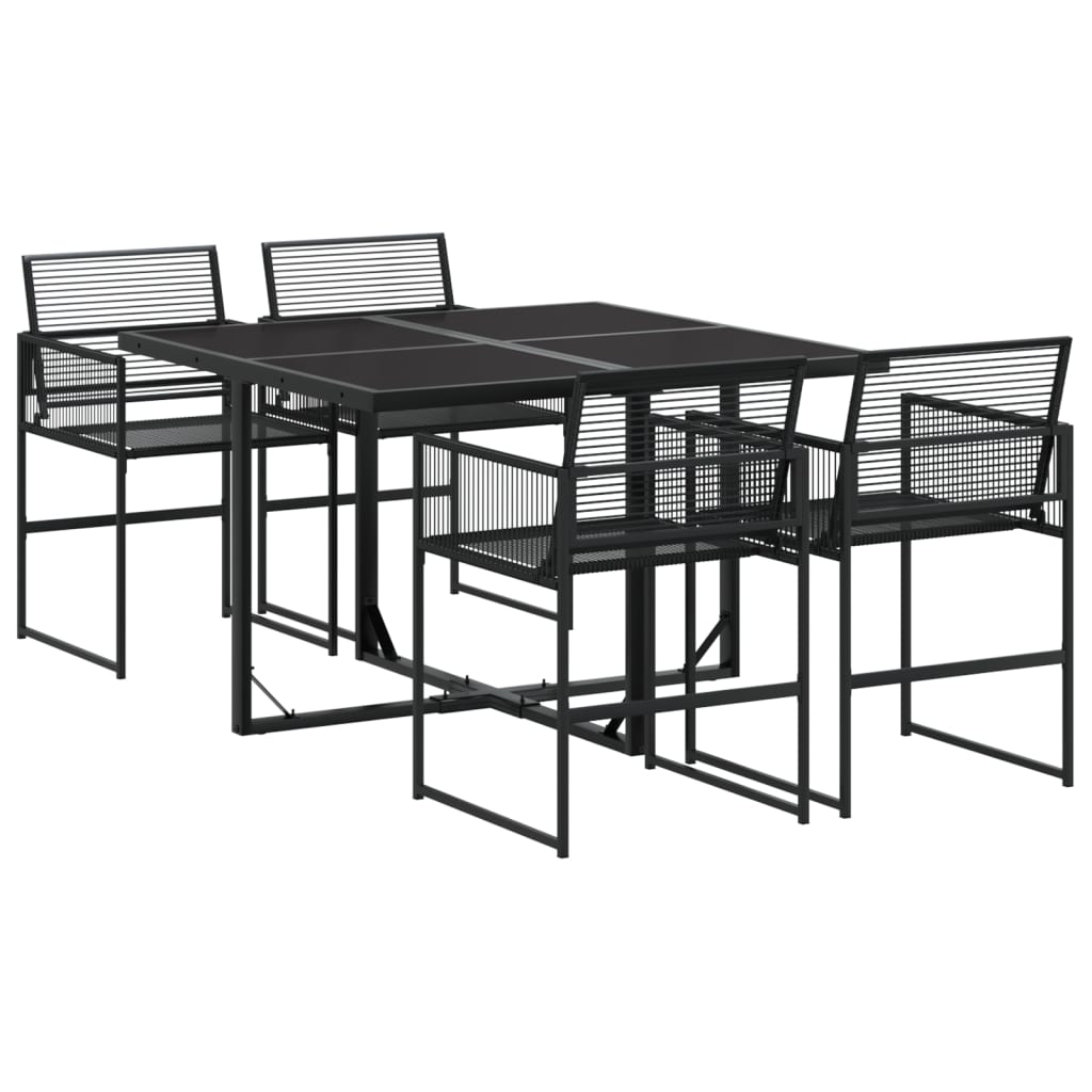 Set da Pranzo da Giardino 5 pz Nero in Polyrattan - homemem39