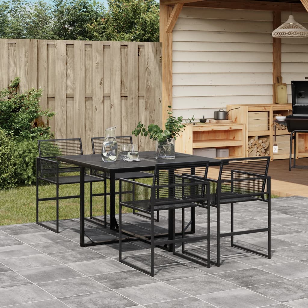 Set da Pranzo da Giardino 5 pz Nero in Polyrattan - homemem39