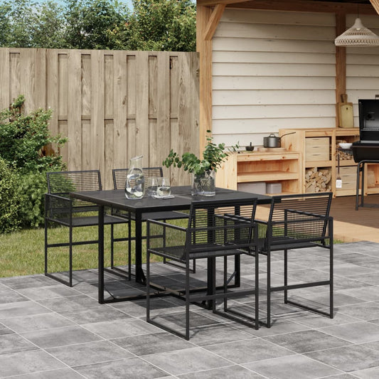 Set da Pranzo da Giardino 5 pz Nero in Polyrattan - homemem39