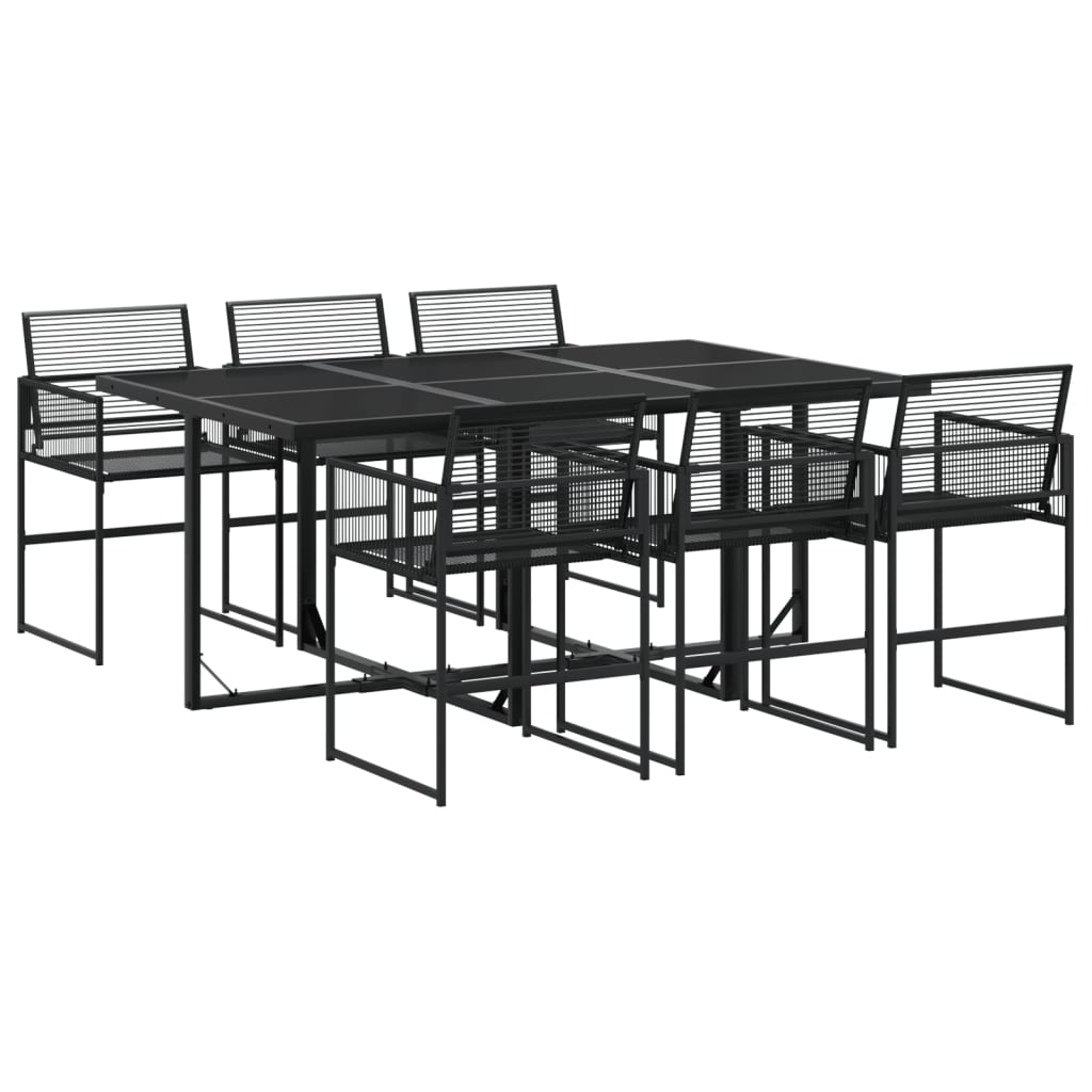 Set da Pranzo da Giardino 7 pz Nero in Polyrattan - homemem39
