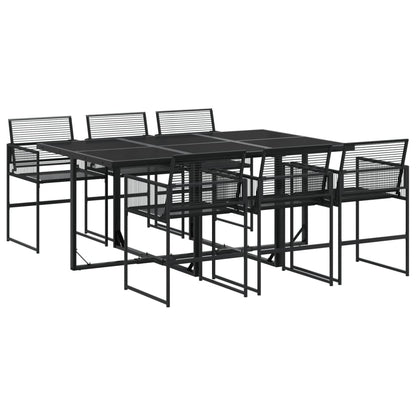 Set da Pranzo da Giardino 7 pz Nero in Polyrattan - homemem39