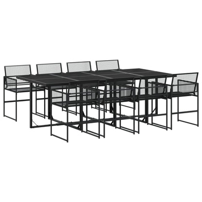 Set da Pranzo da Giardino 9 pz Nero in Polyrattan - homemem39