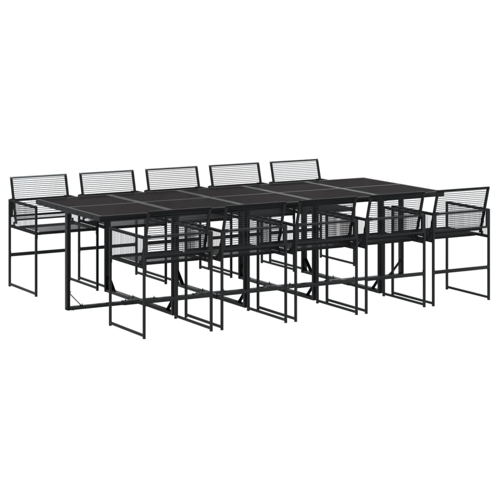 Set da Pranzo da Giardino 11 pz in Polyrattan Nero - homemem39
