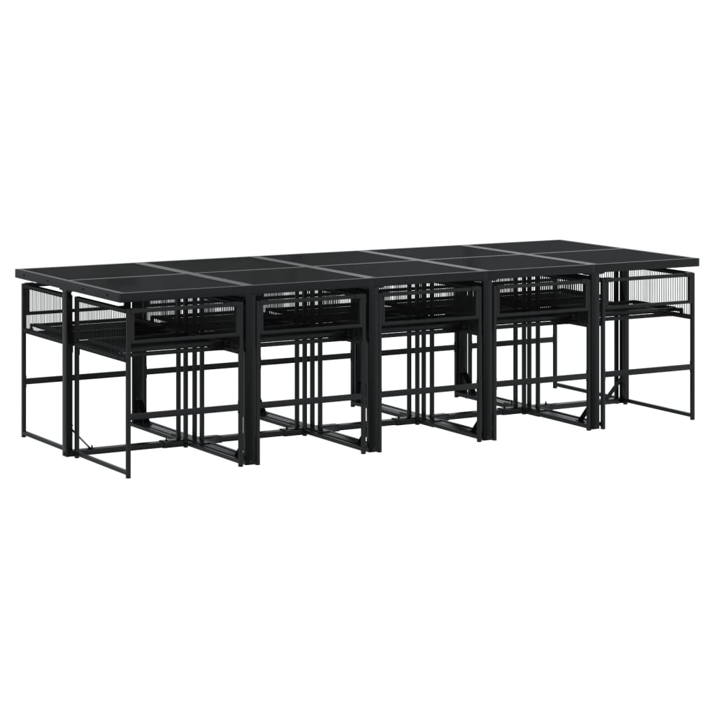 Set da Pranzo da Giardino 11 pz in Polyrattan Nero - homemem39