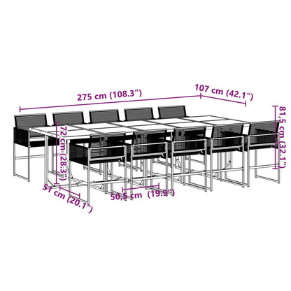 Set da Pranzo da Giardino 11 pz in Polyrattan Nero