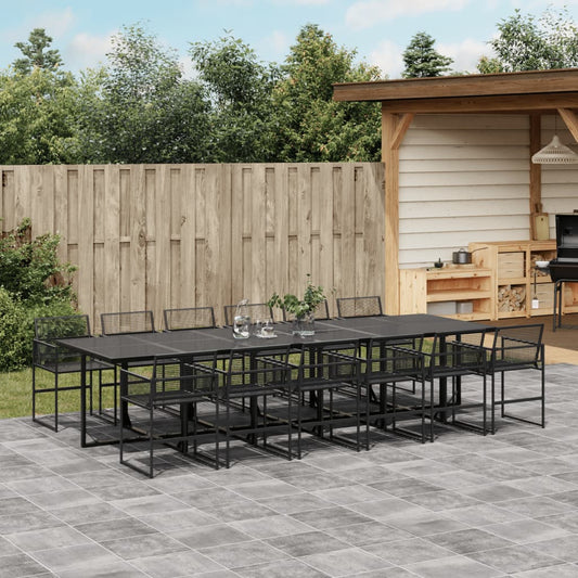 Set da Pranzo da Giardino 13pz Nero in Polyrattan - homemem39