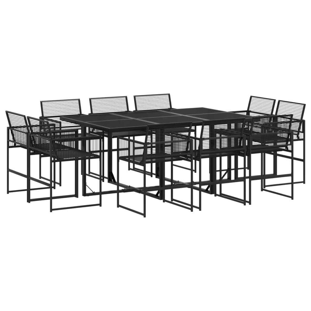 Set da Pranzo da Giardino 11 pz in Polyrattan Nero - homemem39