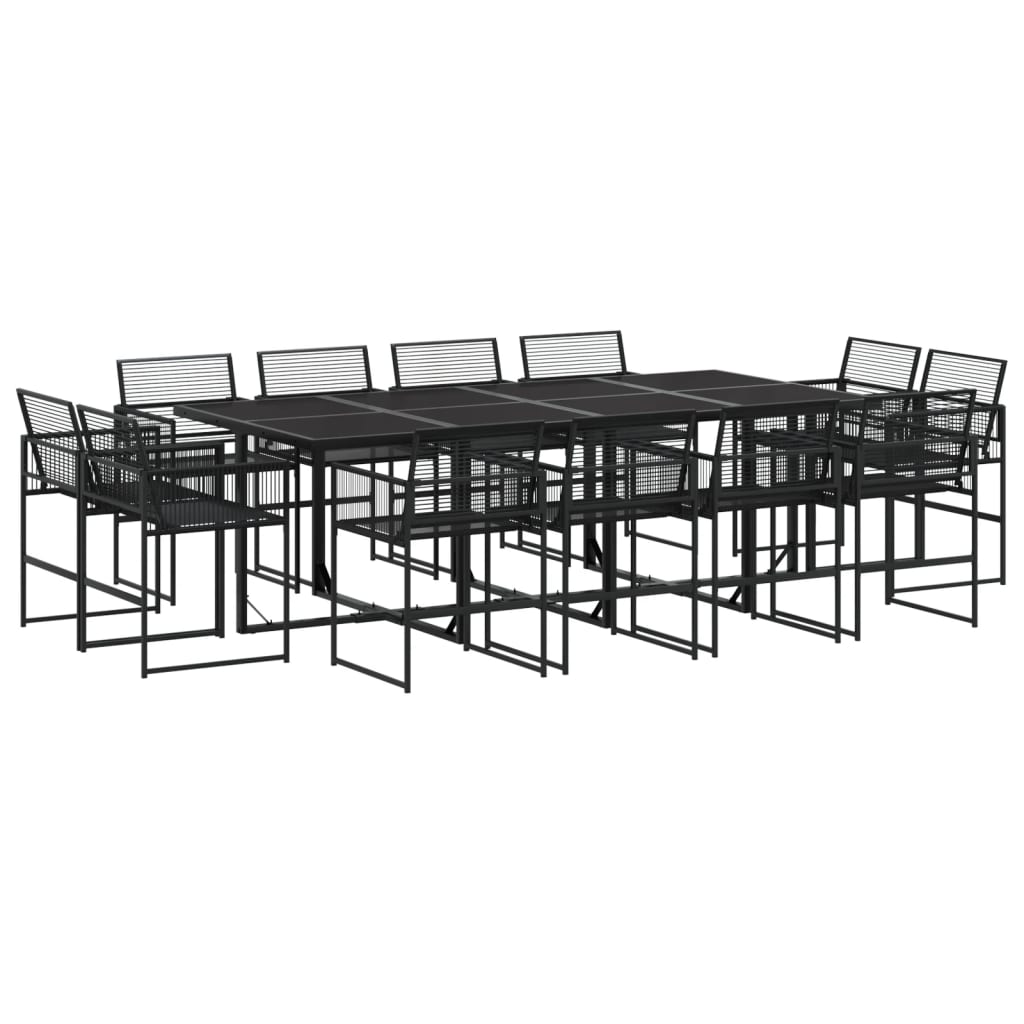 Set da Pranzo da Giardino 13pz Nero in Polyrattan - homemem39