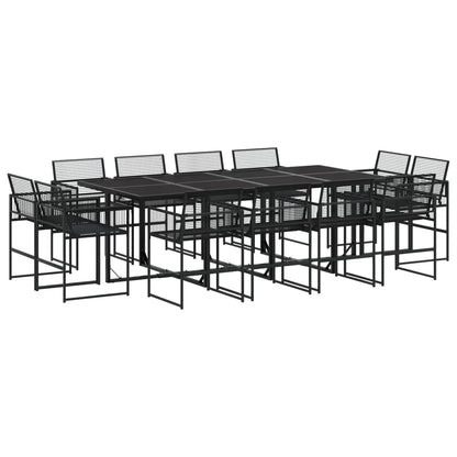 Set da Pranzo da Giardino 13pz Nero in Polyrattan - homemem39