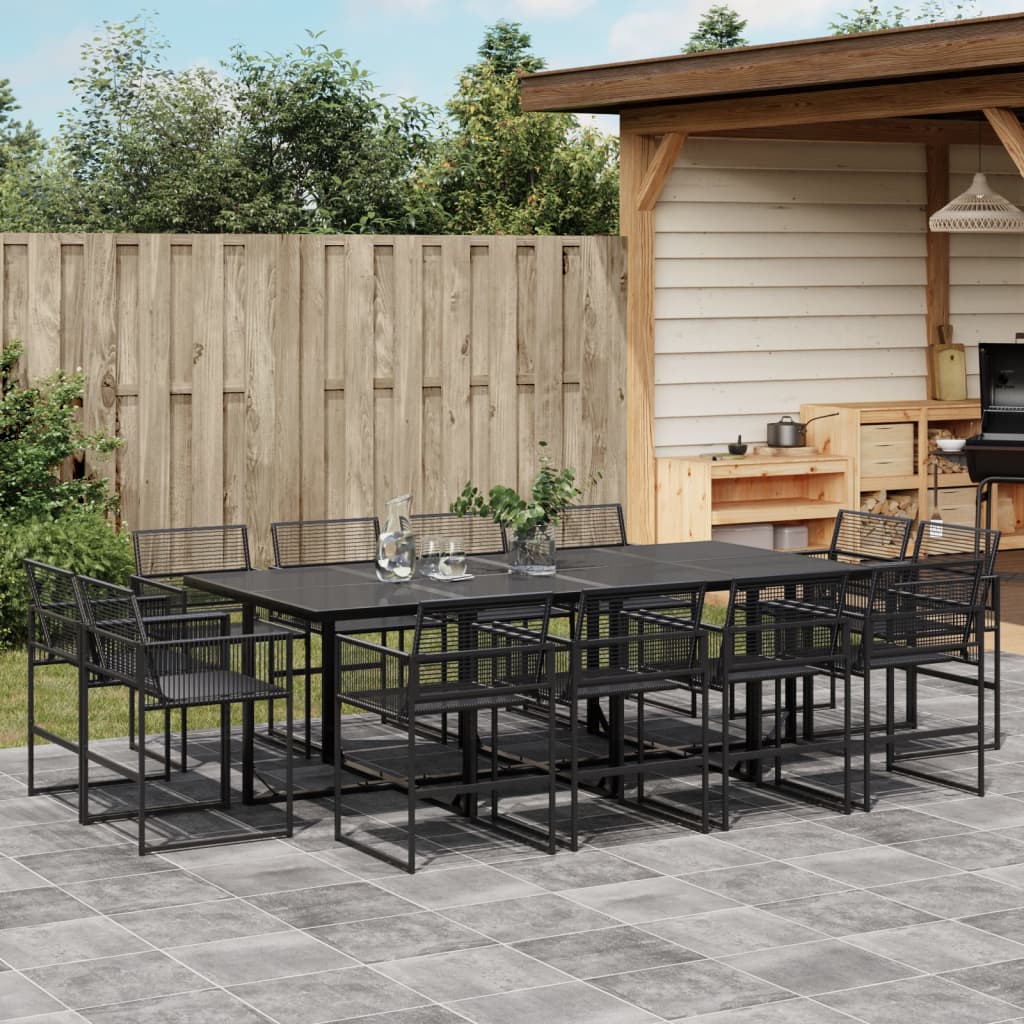 Set da Pranzo da Giardino 13pz Nero in Polyrattan - homemem39