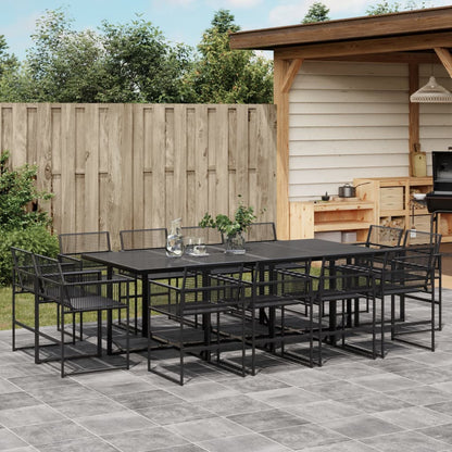 Set da Pranzo da Giardino 13pz Nero in Polyrattan - homemem39