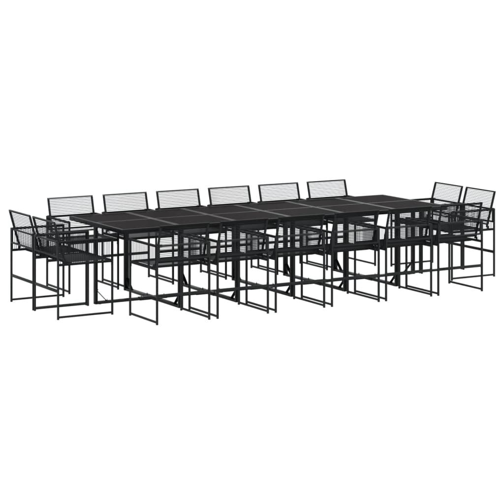 Garden Dining Set 17 pcs Black in Polyrattan