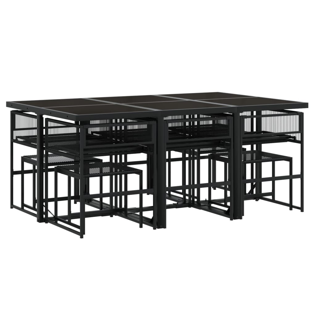 Set da Pranzo da Giardino 11 pz in Polyrattan Nero - homemem39