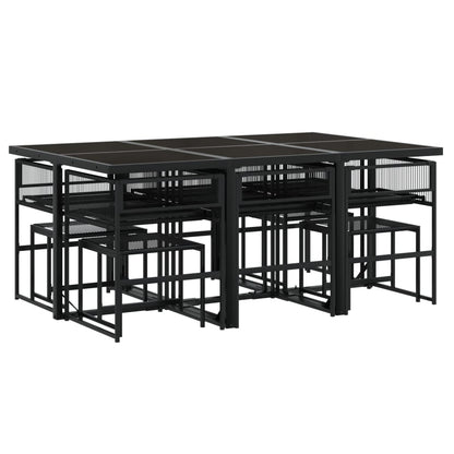 Set da Pranzo da Giardino 11 pz in Polyrattan Nero - homemem39