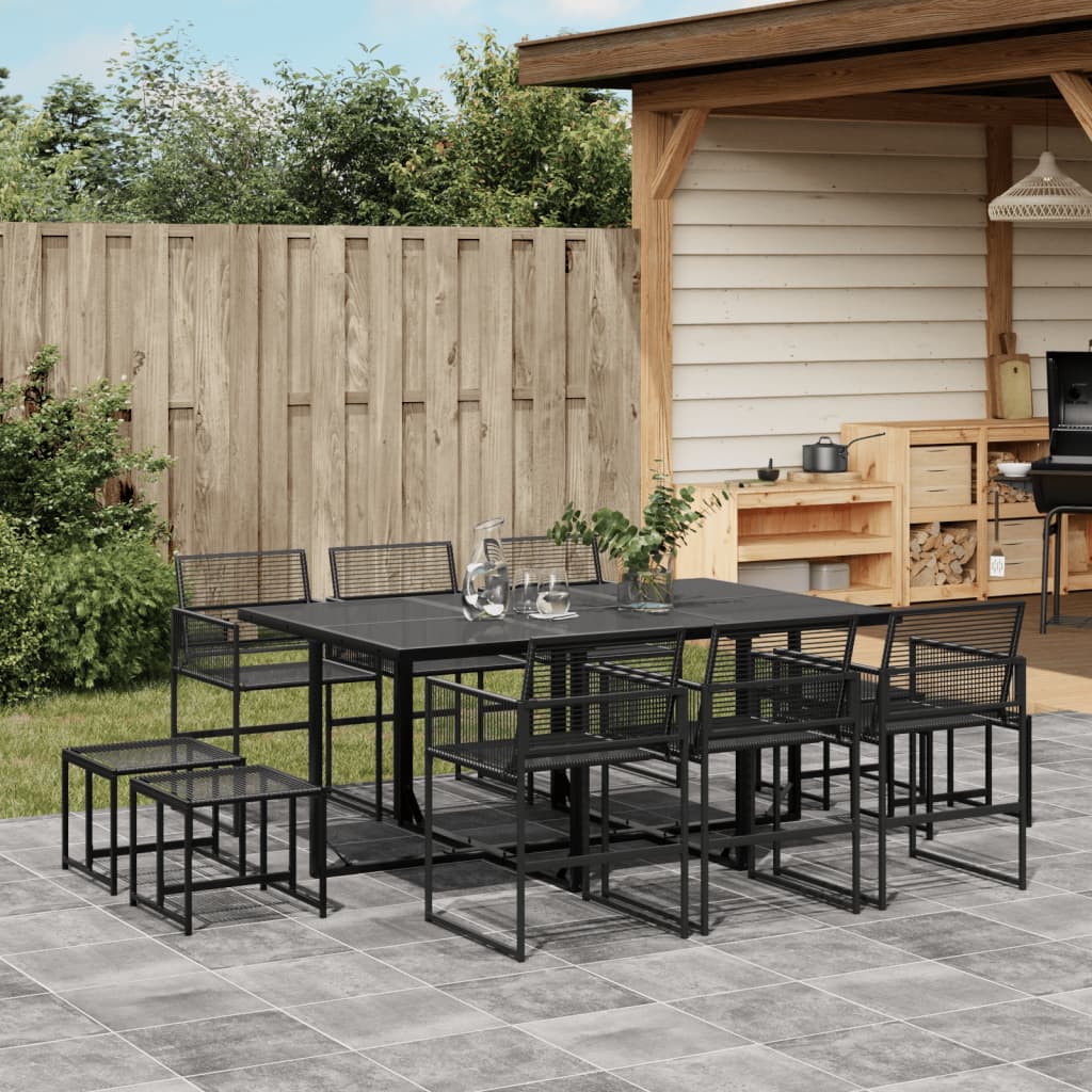 Set da Pranzo da Giardino 11 pz in Polyrattan Nero - homemem39