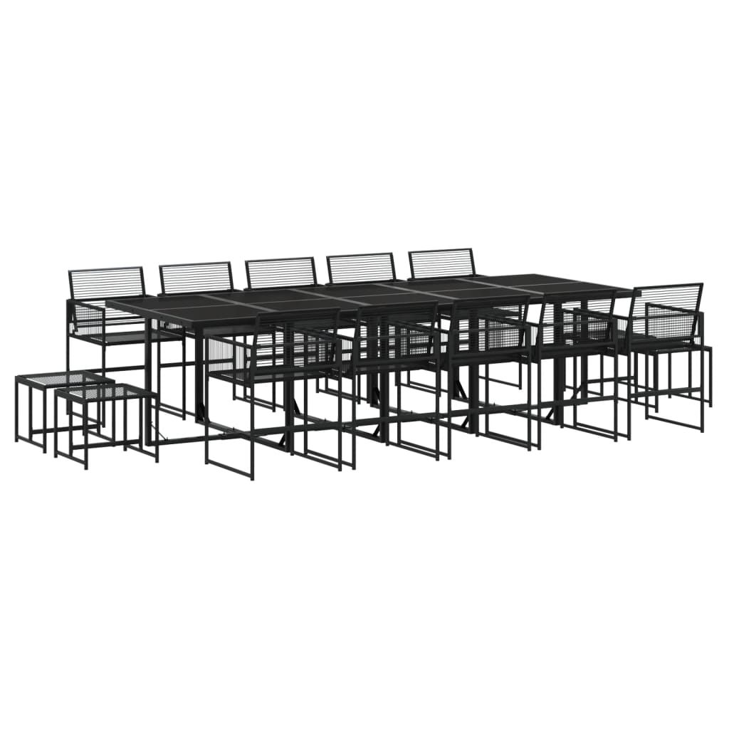 Set da Pranzo da Giardino 15 pz Nero in Polyrattan - homemem39