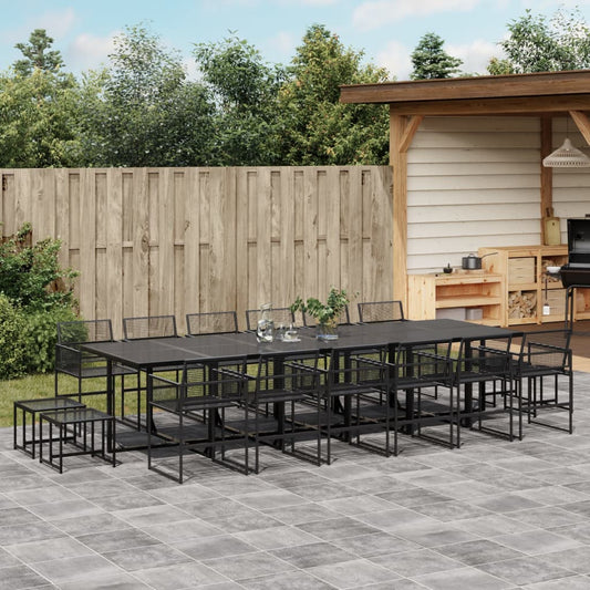 Set da Pranzo da Giardino 17 pz Nero in Polyrattan - homemem39