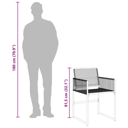 Set da Pranzo da Giardino 5 pz Nero in Polyrattan